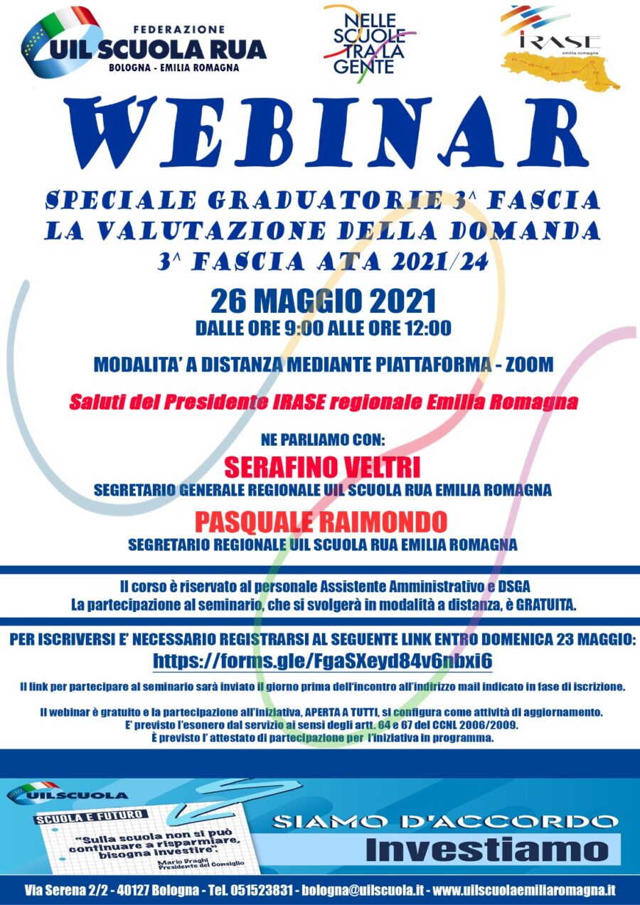 IRASE Emilia Romagna | Webinar gratuito: “SPECIALE GRADUATORIE 3